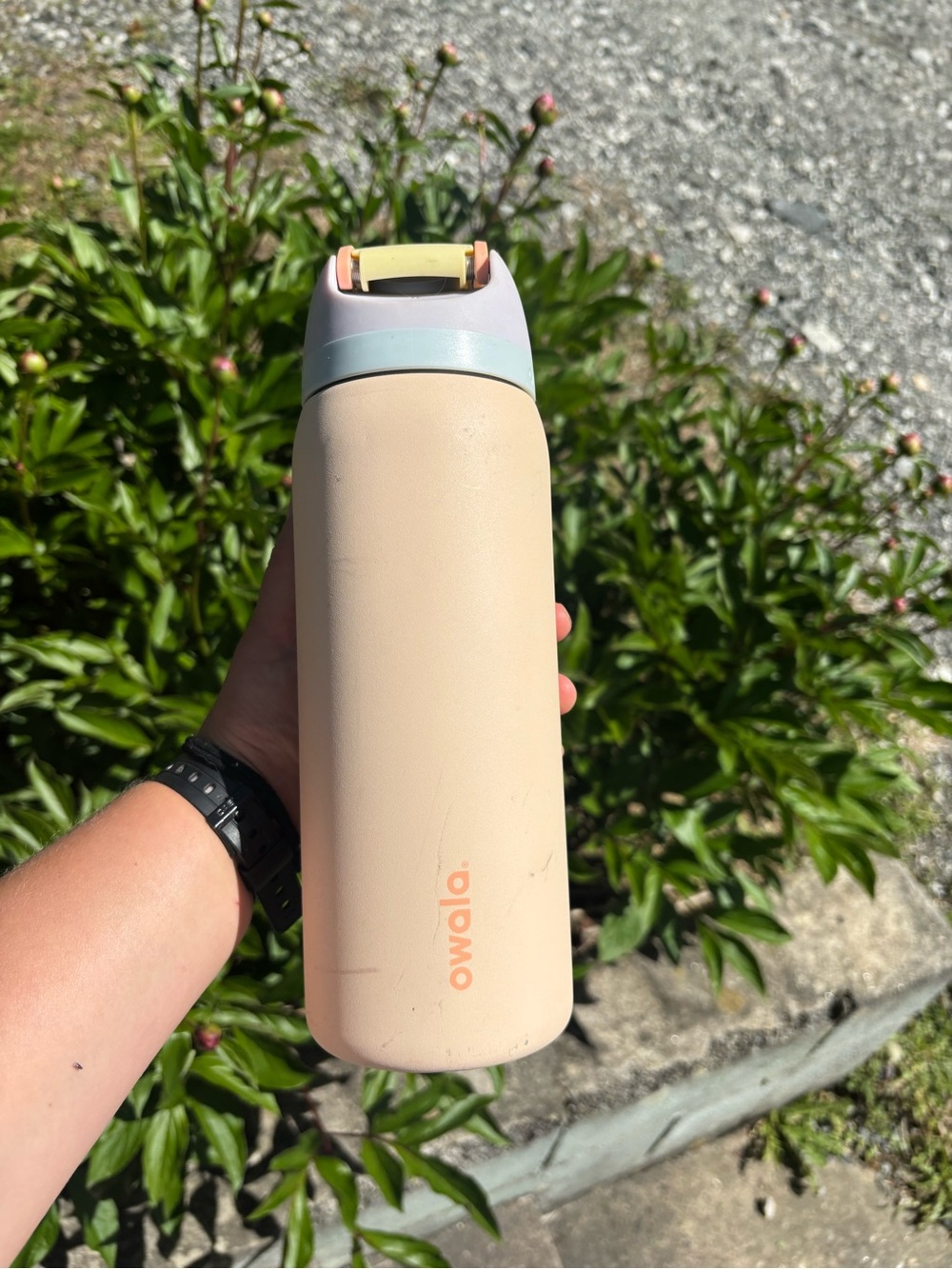 Owala Peach Stainless Water Bottle with Pastel Lid - Picture 2 of 7